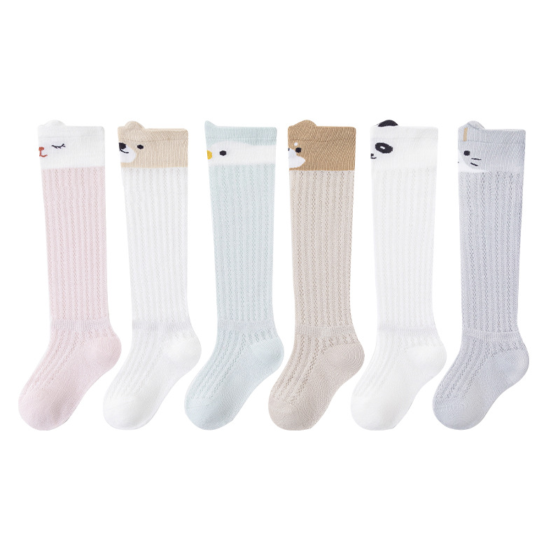 Summer bamboo fiber ultra-thin mesh baby thigh-high socks, Class a baby mosquito repellent socks, knee-high socks without leg constricting, infant socks for 0-1 years old Item Picture