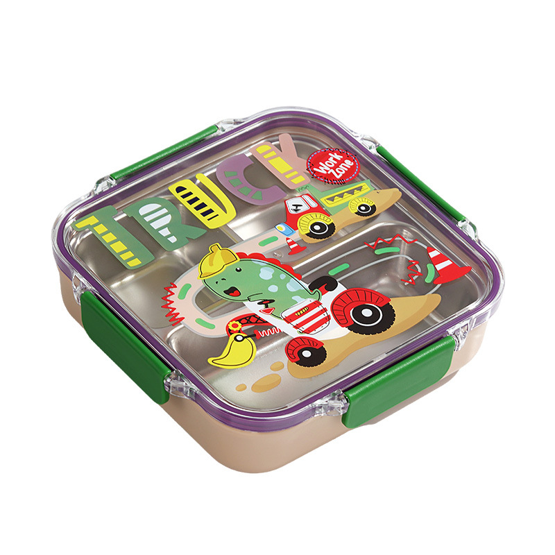 Caja de almuerzo de dibujos animados de grado alimenticio para niños de acero inoxidable para niños de escuela primaria para hombres y mujeres caja de almuerzo portátil con comida aislada caja de comida sellada Item Picture