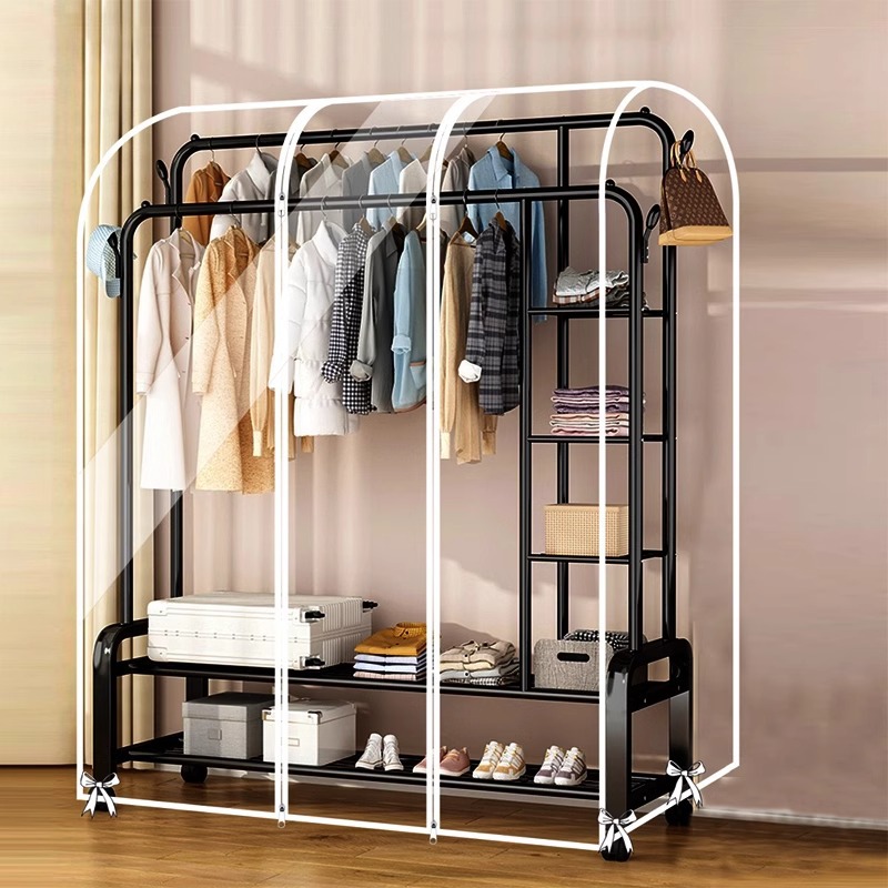 落地衣架防尘罩遮灰尘罩双杆简易衣架盖透明加厚衣服防尘罩防尘袋