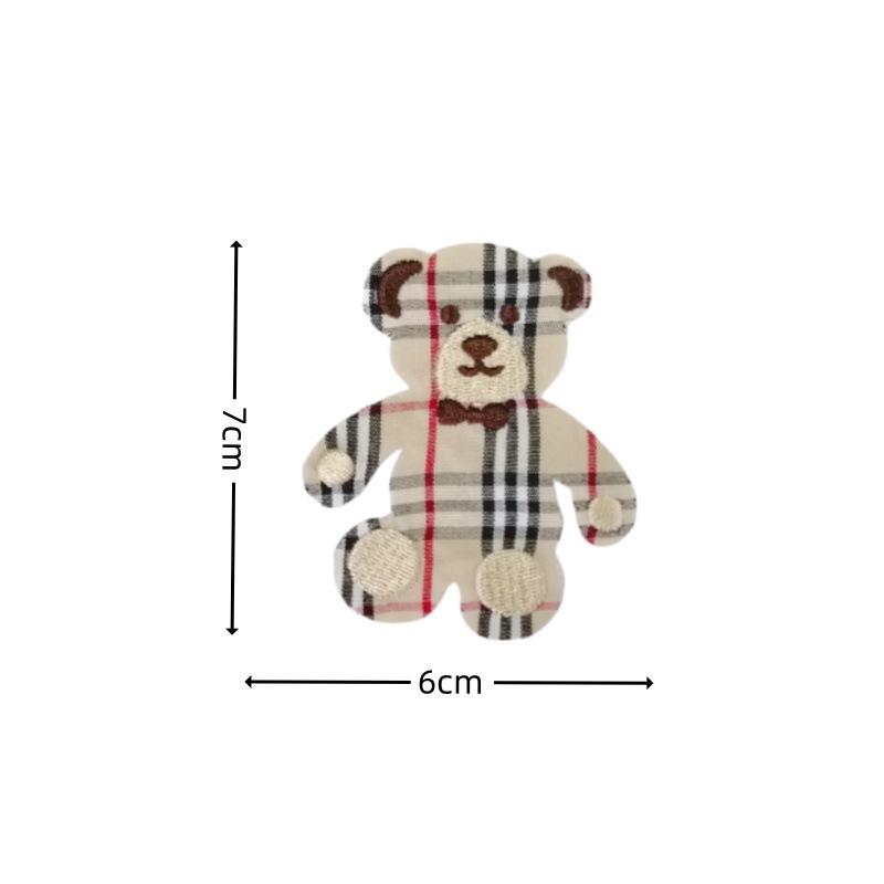Soft plush computer-embroidered badge gingerbread man towel embroidered large checkered bear rabbit patch details Picture