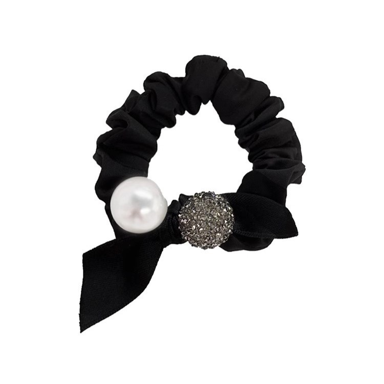 A new 2024 hair tie with a hair band, a pearl-black large intestine hair band, exudes a high-end feminine charm Item Picture