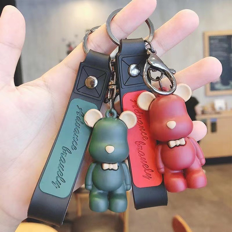 Violent bear, cute cartoon keychain, car key chain, boy student schoolbag pendant, female best friend's bag pendant Specification image