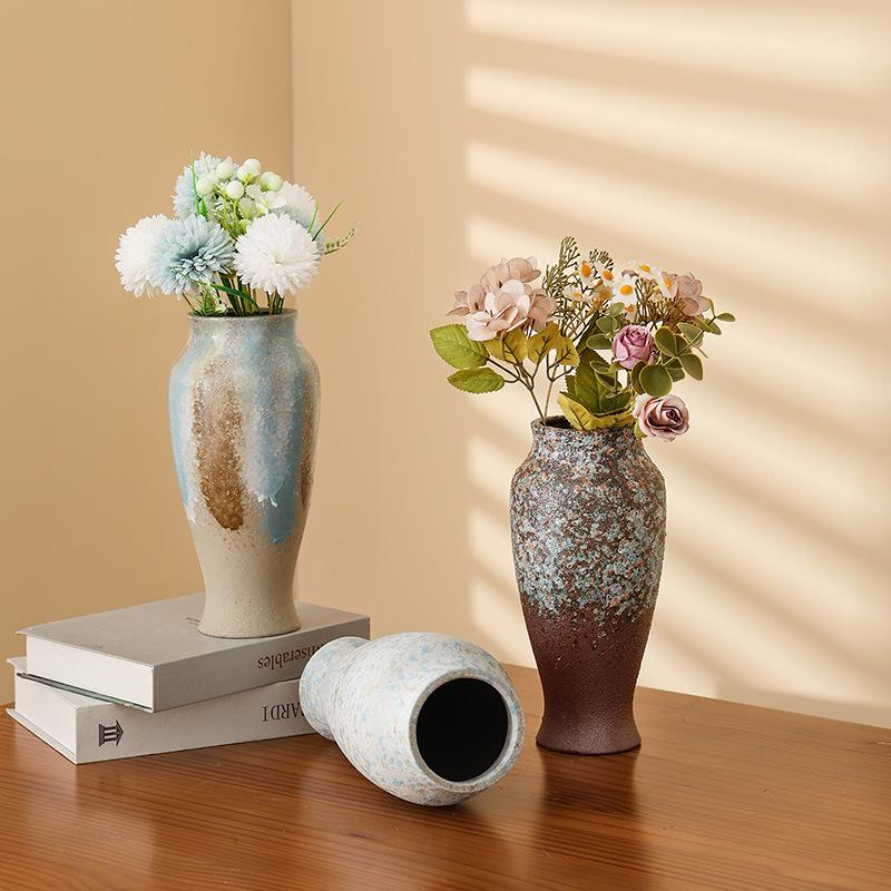 2025 Large-diameter vase, ceramic hydroponic and hydroponic fresh flower arrangement, artificial handcrafted flowers, retro large dried flowers Specification image