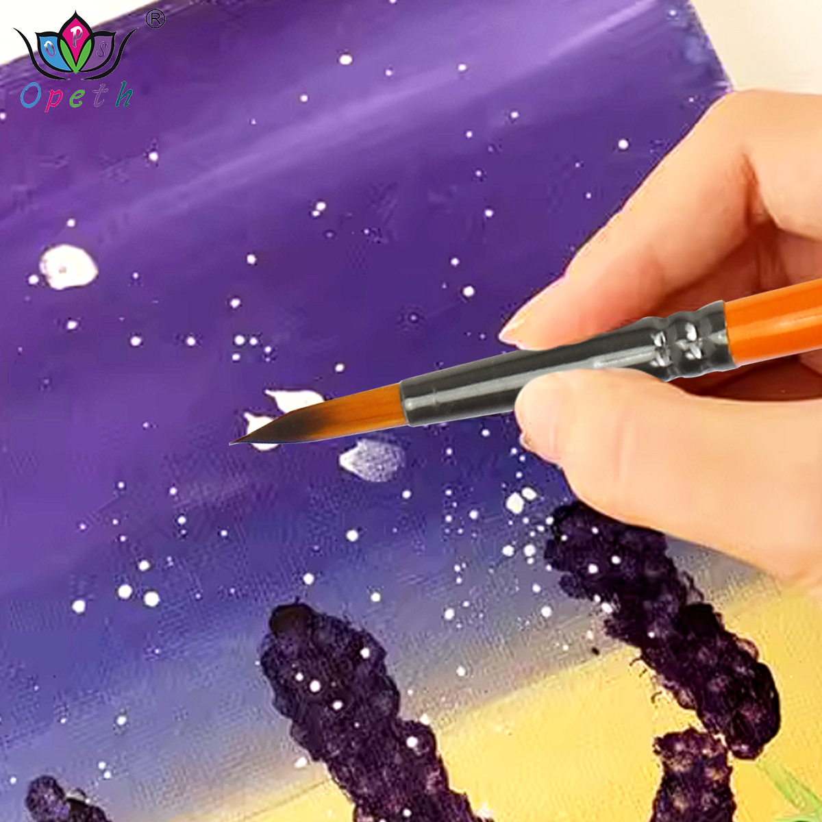 Cross-border single brush, nylon, wool, orange, light pen, round tip, line, gouache, watercolor brush, digital oil brush, professional Application Scenario