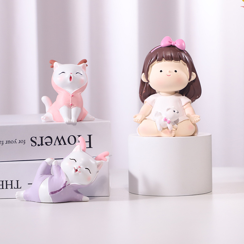 跨境新品家居好物生日礼物批发客厅桌面饰品瑜伽小萌妹公仔摆件