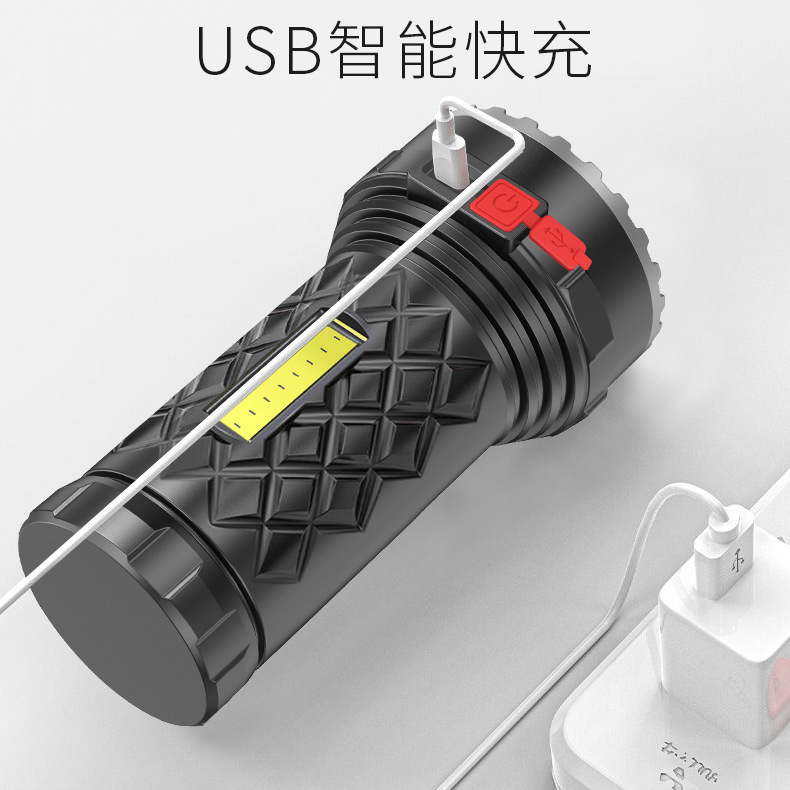 Nueva linterna pequeña 7LED al aire libre hogar portátil recargable con COB side light strong light linterna Application Scenario