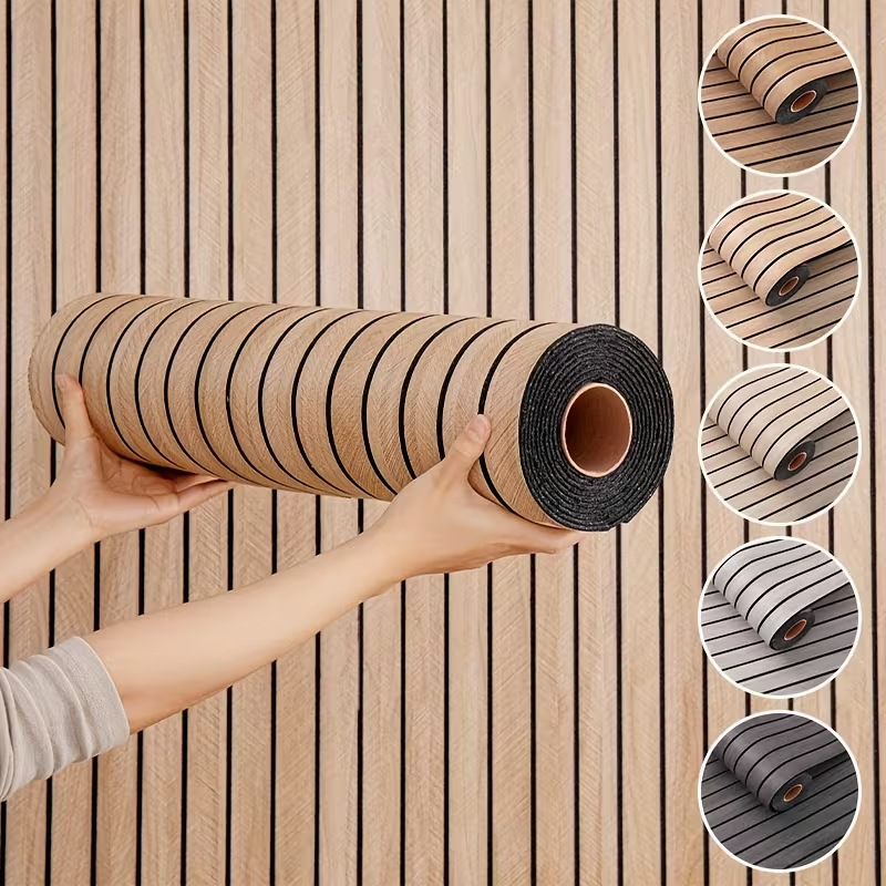 Cross-border factory imitation grille wood grain self-adhesive wall stickers three-dimensional groove stickers wall decoration wallpaper wood veneer wallpaper
