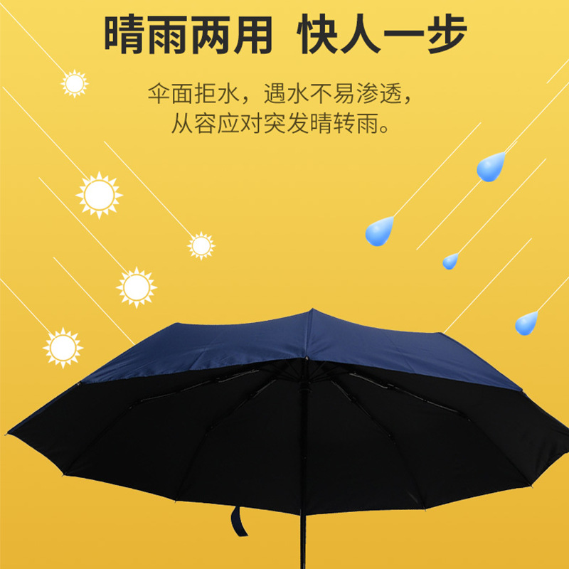 便携防紫外线折叠雨伞黑胶遮阳全自动三折伞简约户外广告太阳伞详情图2