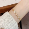Micro-inlaid zircon shell petal adjustable pull-out bracelet for women, a niche and light luxury design accessory wholesale details Picture