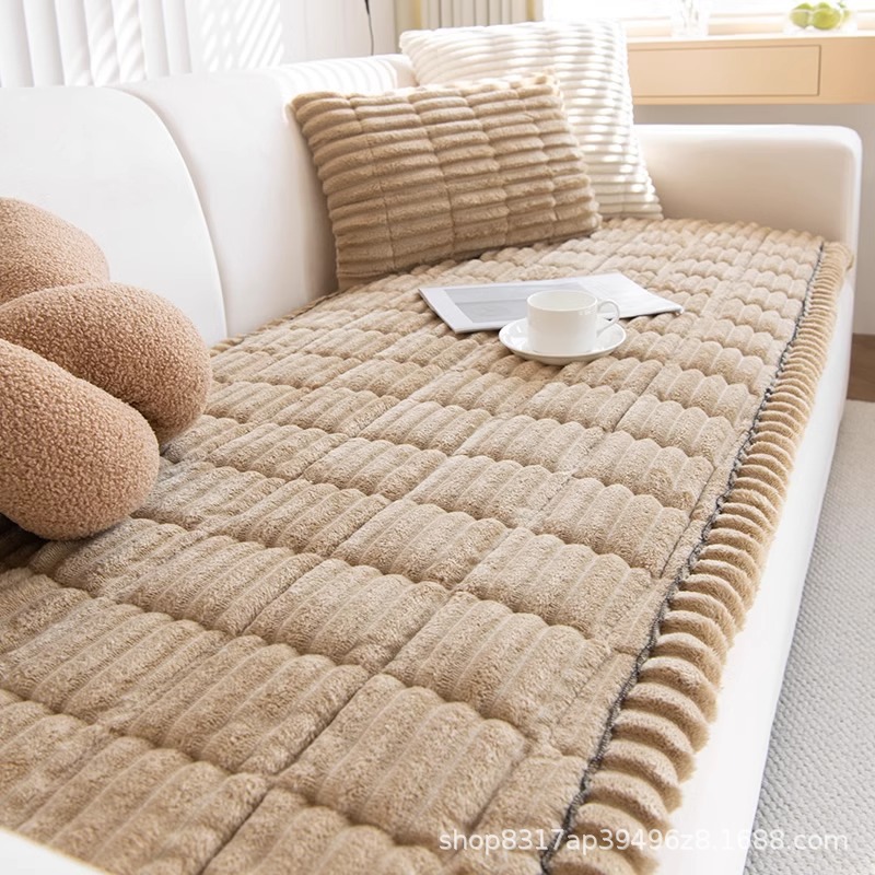 Corduroy sofa cushions for autumn and winter, new 2024 plush seat cushions, simple, modern, anti-slip furniture, leather sofa