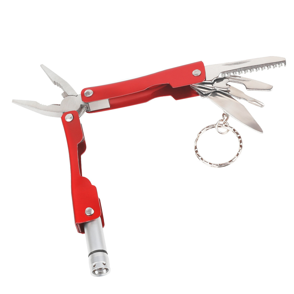 Multi-functional pliers, tool pliers, electrophoretic red small light pliers, LED light mini pliers, multi-functional folding pliers Item Picture