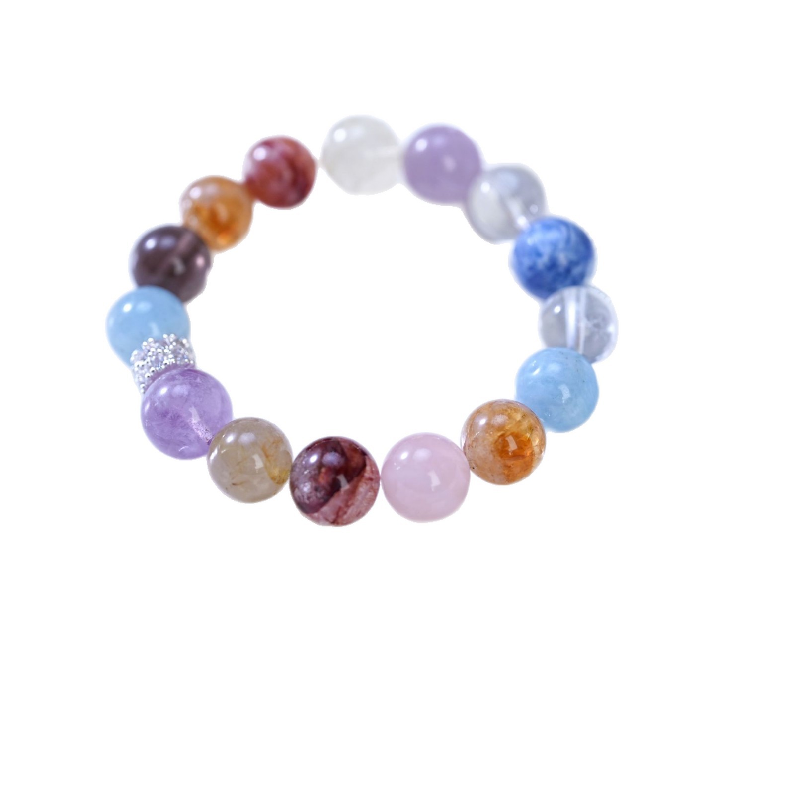 Natural blue crystal multi-treasure crystal beaded bracelet, dopamine light luxury sweet design women's bracelet, wealth-attracting accessory Item Picture