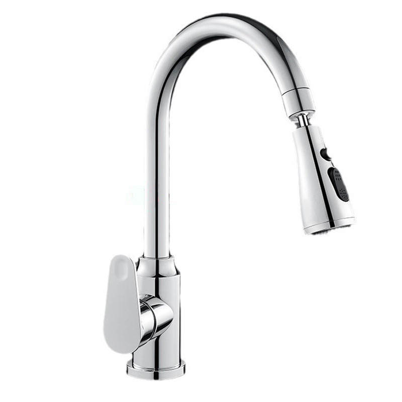 全铜厨房水龙头冷热水二合一头洗菜盆洗碗池防溅花洒万向旋转家用白底实物图