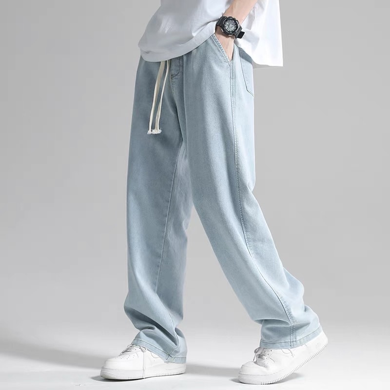 Jeans rectos hombre 2024 primavera/otoño nuevo marca de moda holgada caída sensación pierna larga caída sensación trapped pantalones pantalones casuales details Picture