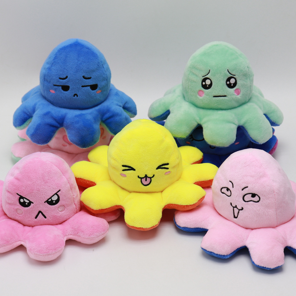 New flip octopus doll, flip octopus with double-sided expression toy, octopus plush doll in stock for wholesale details Picture