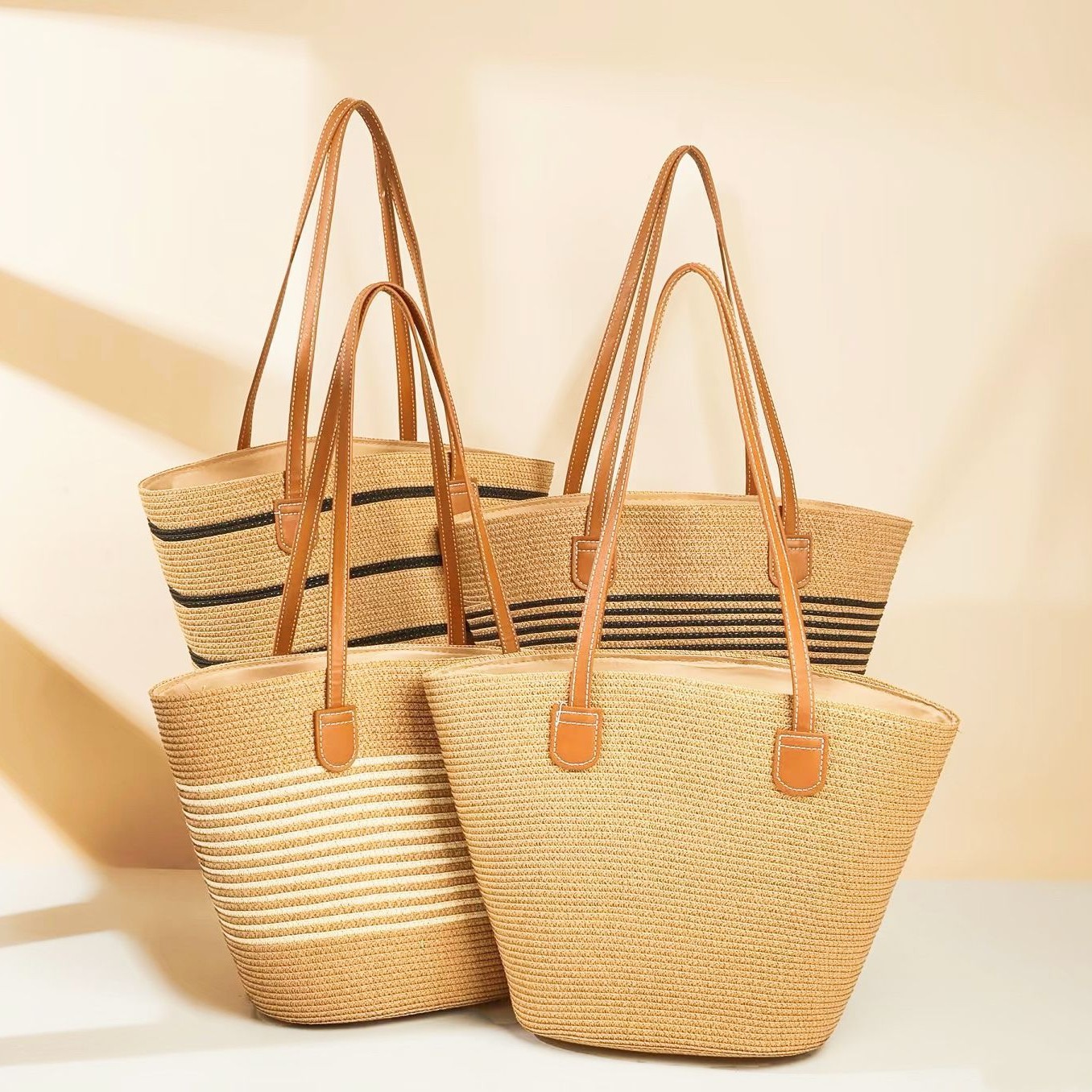 National Trend 2025 New seaside woven bag, beach straw woven bag, single-shoulder French country vacation style, large capacity, women's summer