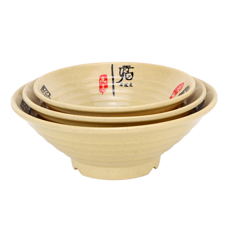 Porcelain imitation soup noodle bowl, plastic bowl, melamine soup bowl, ramen bowl, pointed-bottom threaded bowl, instant noodle bowl, spicy hot pot bowl, commercial Item Picture