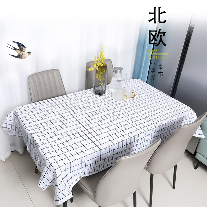 网红北欧格子防油桌布茶几布防水免洗 餐桌布PEVA台布防油桌垫
