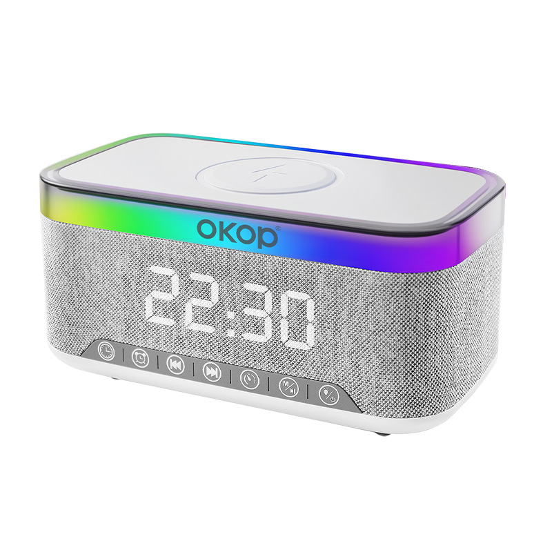 559 Bluetooth speaker, 15W wireless charging, clock alarm, RGB ambient light, white noise, desktop speaker, factory cross-border Item Picture