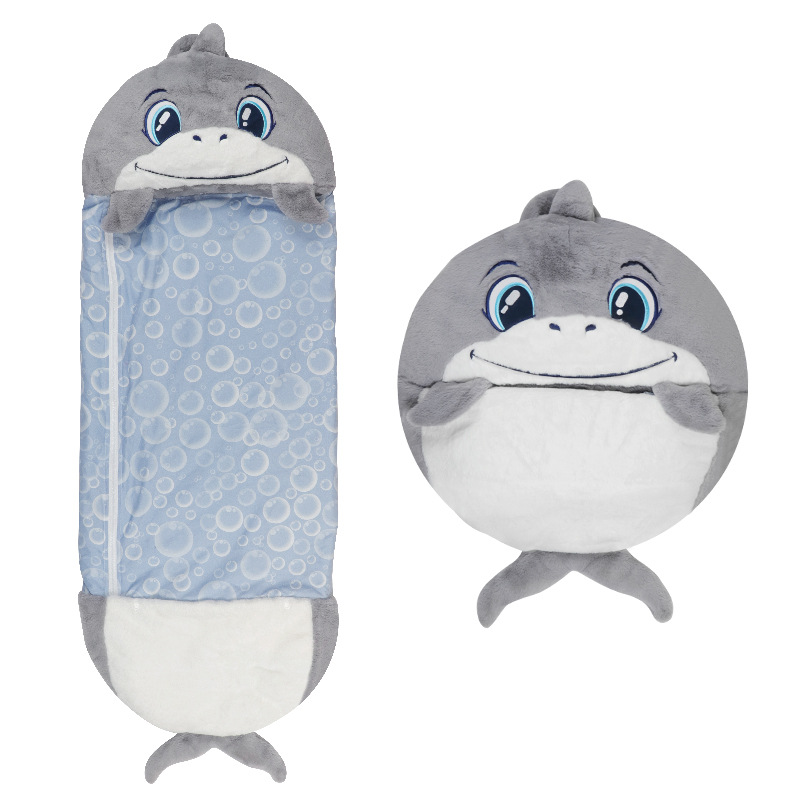 New 24-year children's sleeping bag 2-in-1 Unicorn Big Kids Outdoor sleeping Bag Shark anti-kick pillow storage sleeping bag Item Picture