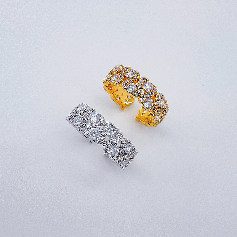 小众设计开口食指戒指女简约个性指环微镶钻锆石戒子网红直播饰品