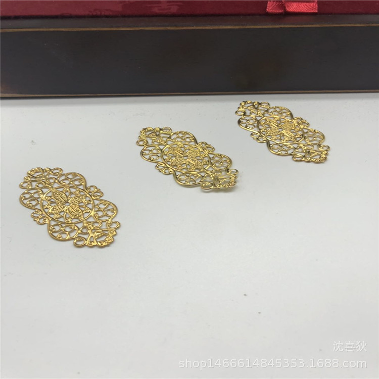 电镀铁艺秀禾56*28长条金属配件喜庆工艺礼品包装手工DIY厂家供应