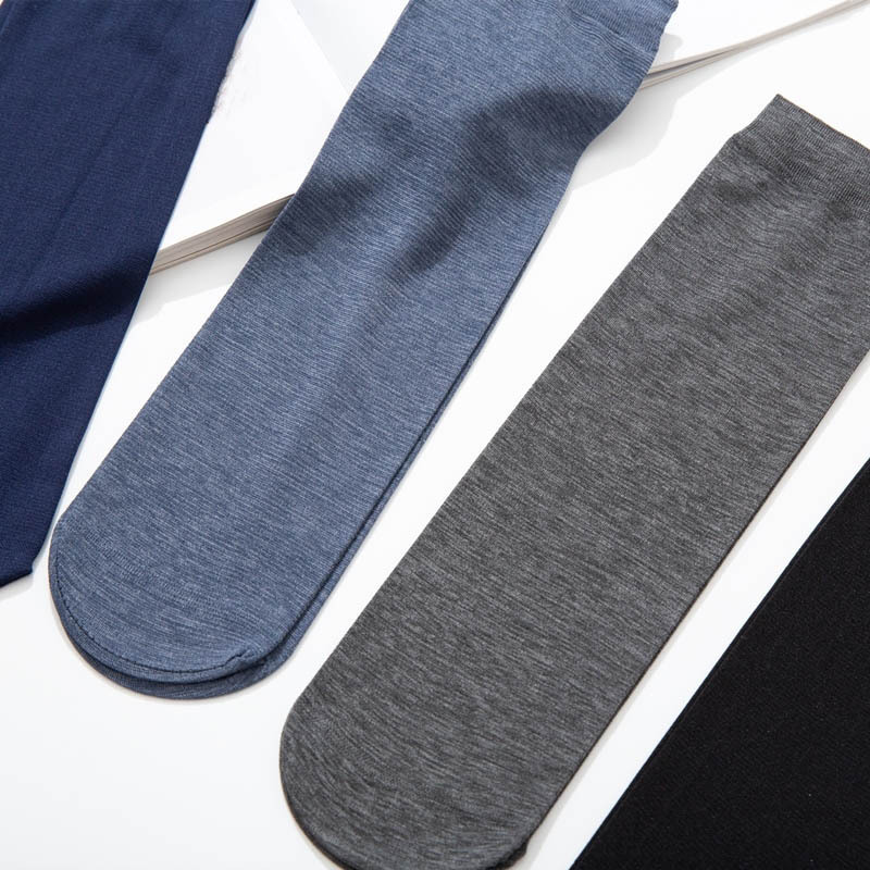 Men's thin mid-calf silk stockings, breathable short calf mercerized cotton anti-slip business and wear-resistant socks for spring and summer Specification image