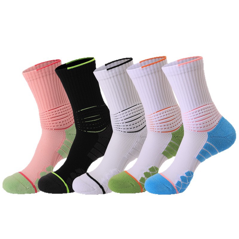 Men's sports socks, mid-calf ankle reinforcement, marathon professional running socks, thickened towel bottom American basketball socks Item Picture