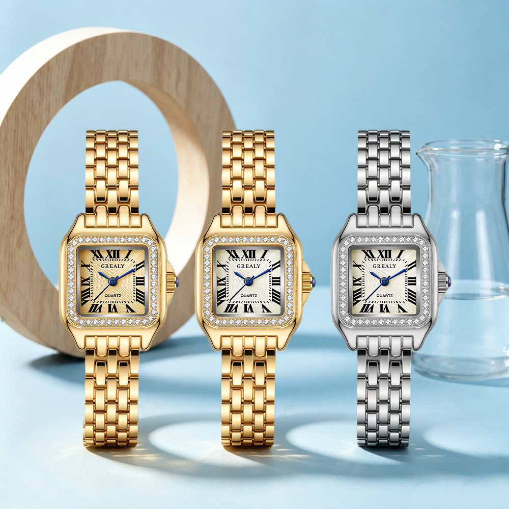 Cross-border women's best-selling square diamond-encrusted waterproof women's watch, retro quartz watch, new women's watch customization wholesale Application Scenario