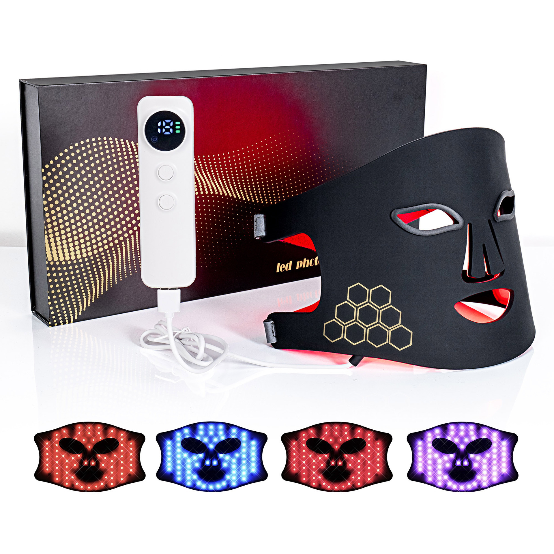 shanilak   跨境光子嫩肤面膜仪硅胶面罩 家用红蓝光脸部光谱仪七色面罩提亮