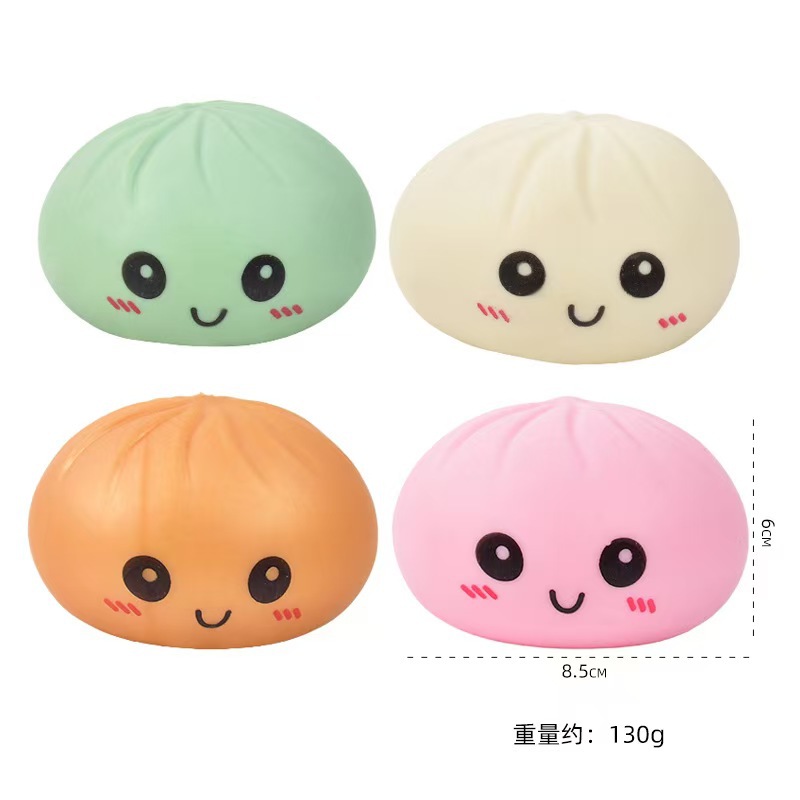 Simulated steamed bun expression, steamed bun squeezing toy, children's ball with box, multi-color expression venting toy details Picture