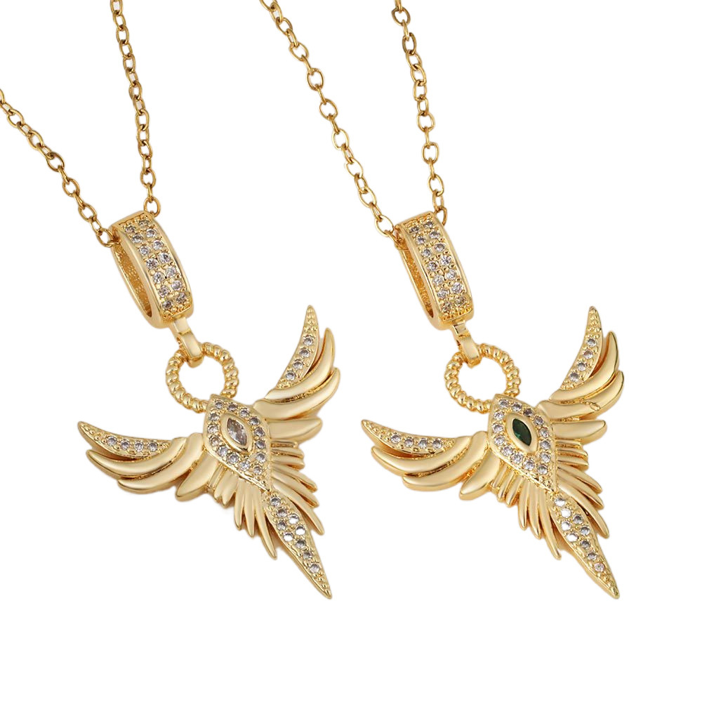 A popular 18K gold-plated sacred sword phoenix spreading wings necklace for both women and women on AliExpress, featuring a snake bone chain Item Picture