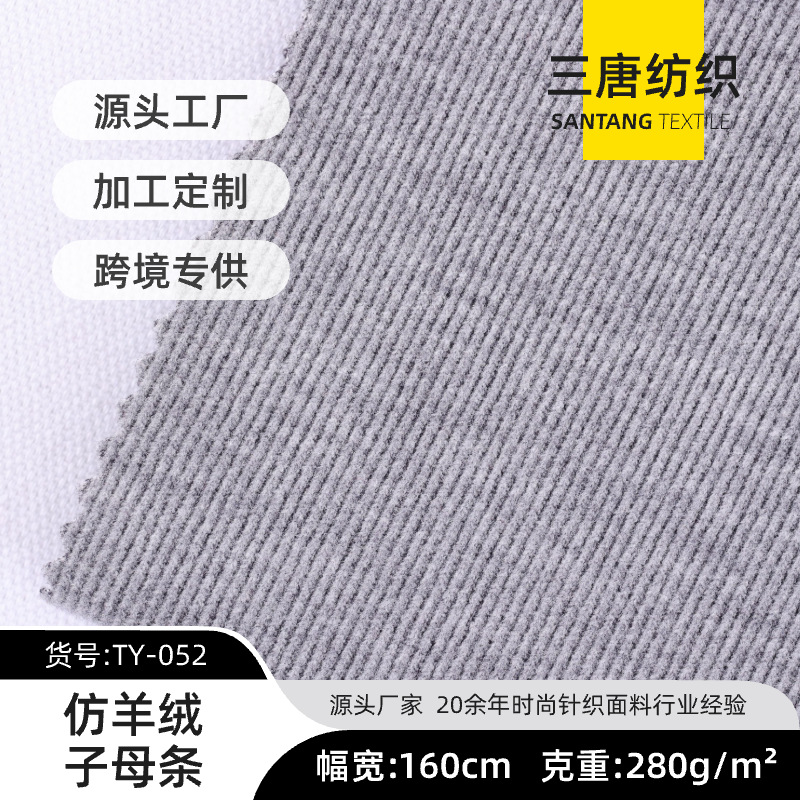 银狐绒面料摇粒绒布料麂皮绒毛绒布料仿羊绒子母条针织面料