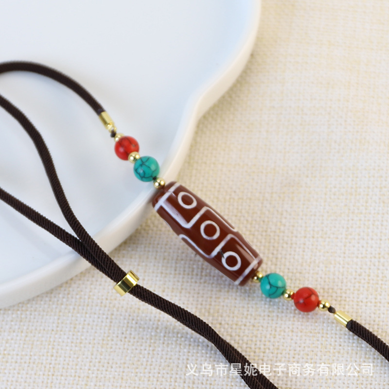 Red beads, black rope bracelet, cultural and artistic Bodhi incense beads, crystal bracelet, national trend Item Picture