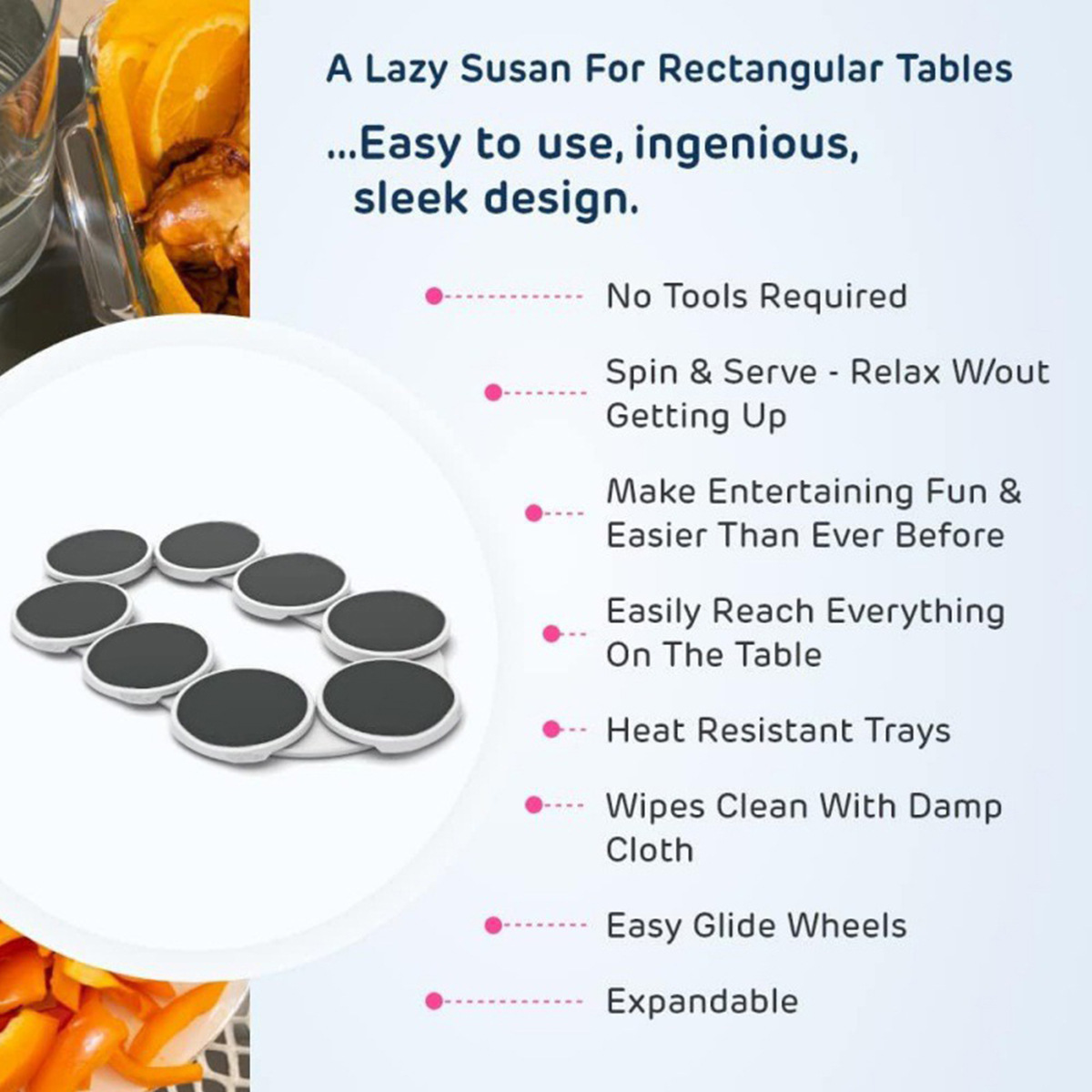 Amazon bestseller TheLazy Susan Revolution Table Rotating Tray Portable Meal tray Specification image