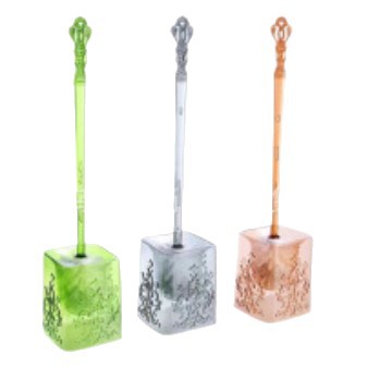 Transparent crystal square heart-shaped garden round toilet brush with base, fashionable transparent base toilet brush cover Item Picture