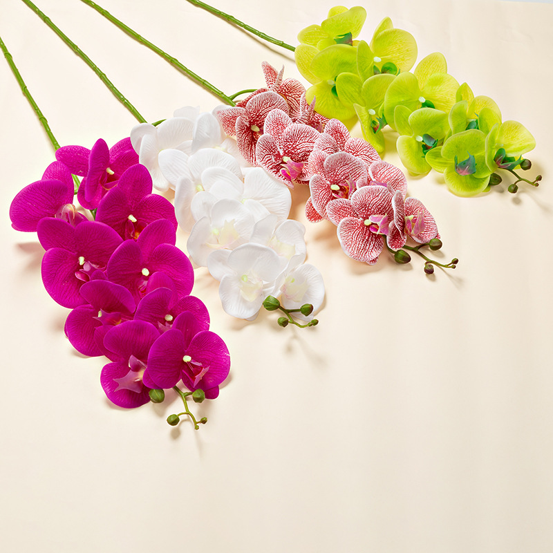 9-head Phalaenopsis artificial flower, hand-felt film artificial flower, Nordic table decoration, wedding floral art wholesale Specification image
