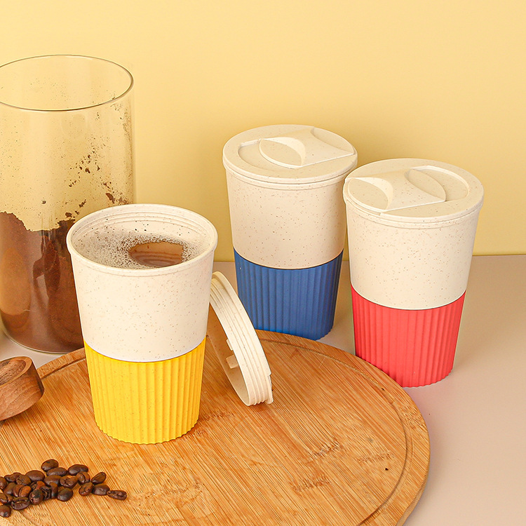 Amazon coffee cup, wheat straw milk tea cup, tea cup, anti-scald and anti-slip, high appearance level, household water cup creativity