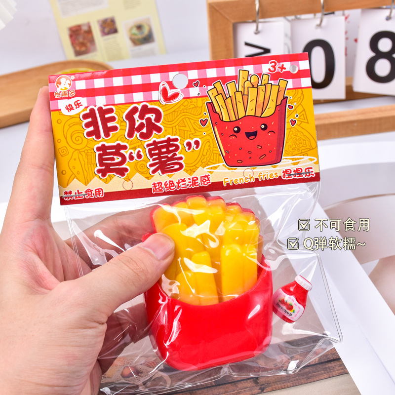 Super soft mud-like food play fries kneading fun Stress-relieving toy, stress-relieving magic tool Blind bag blind box kneading toy PVC bag Specification image