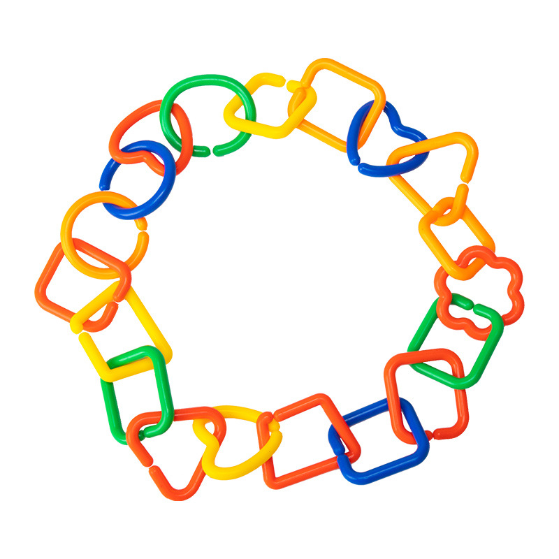 儿童几何链条连环扣积木认知拼插开发大脑益智玩具扣环链一件代发白底实物图