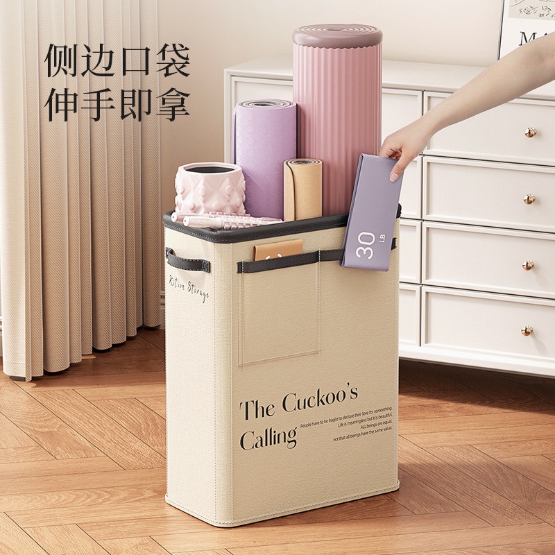 Yoga mat storage basket, home sports and fitness equipment storage box, foldable fabric storage bag, yoga bucket, cross-border Specification image