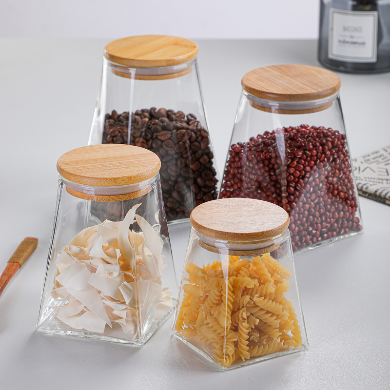 四方形玻璃密封食品储物罐奶粉罐五谷杂粮收纳罐茶叶罐糖果储藏罐