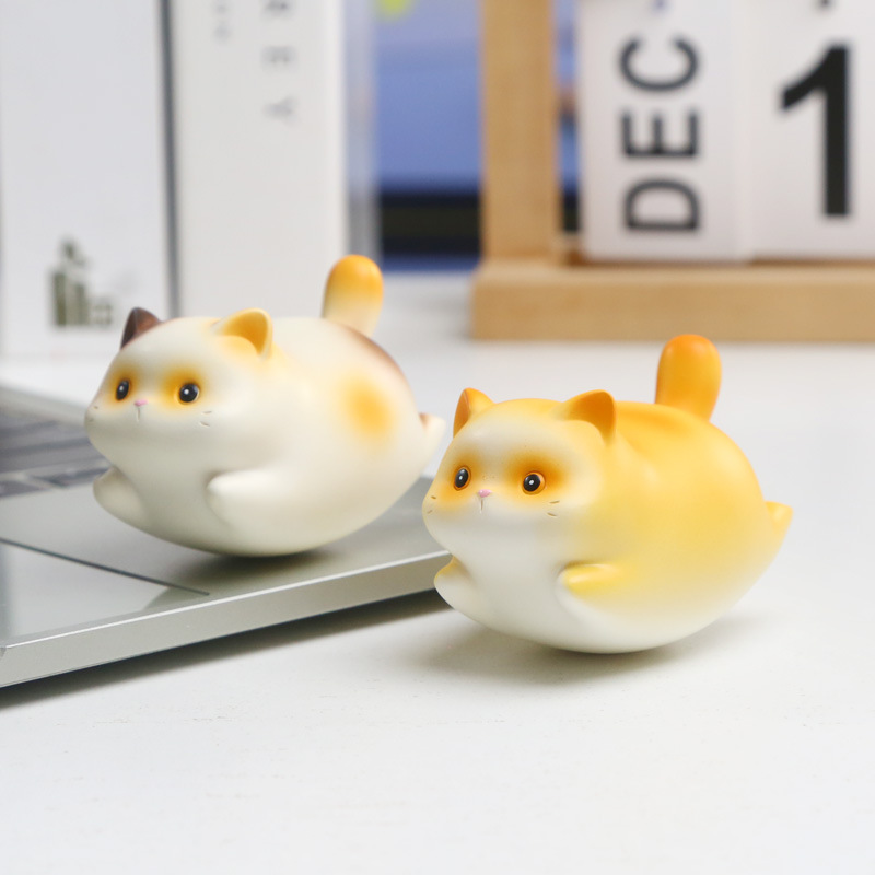 Cartoon Furui Cat Rocking Fun figurine, cute cat resin handicraft, healing office desktop figurine Specification image