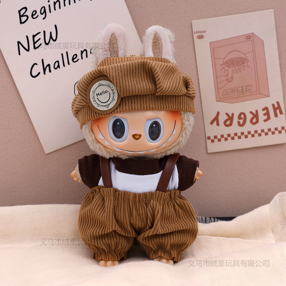 New baby dress, beret, overalls set, 17cm blind box, doll dress, vinyl doll doll, changeable set Application Scenario