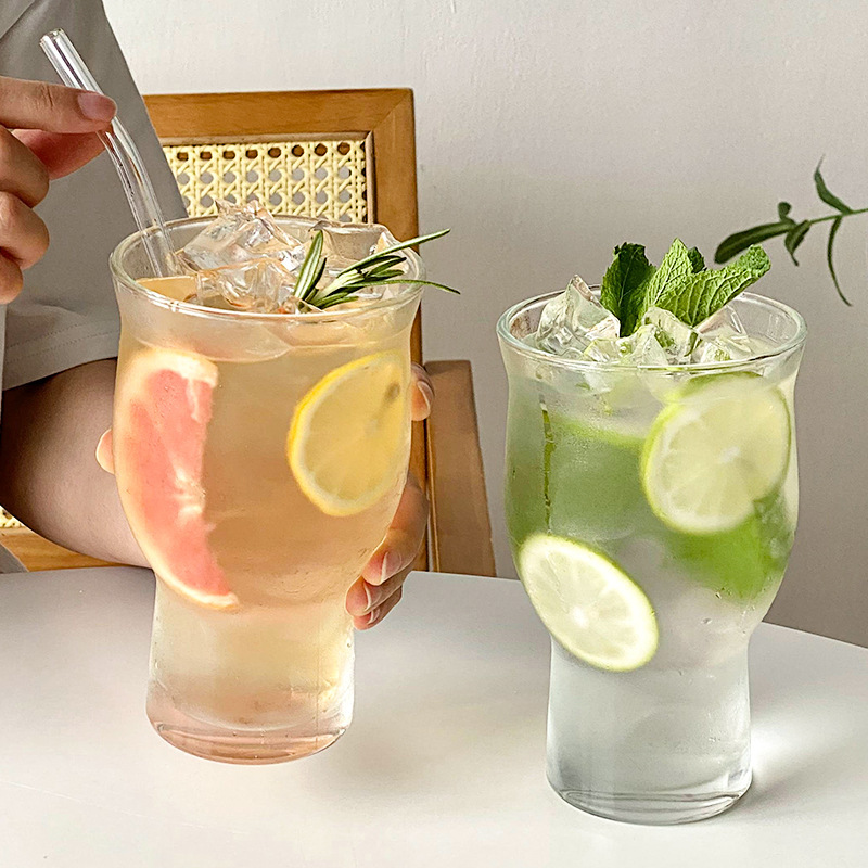 ins网红餐厅宽口果茶杯超大容量玻璃杯子奶茶饮品果汁杯冷饮杯子