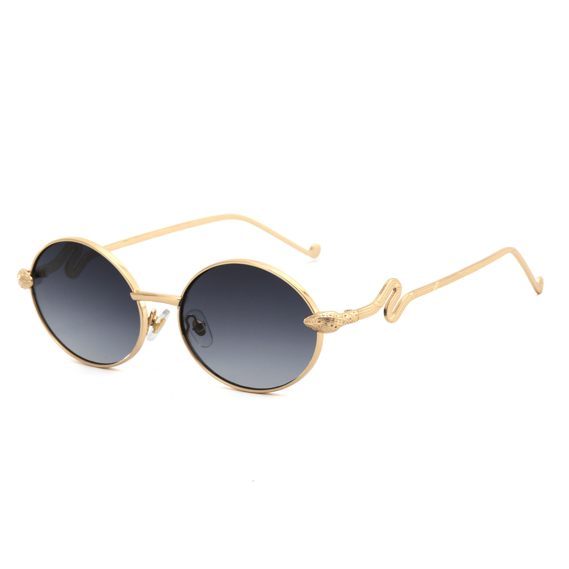 Niche snake-patterned temple sunglasses for both men and women, retro metal round-framed sunglasses, personalized style, internet-famous glasses Specification image