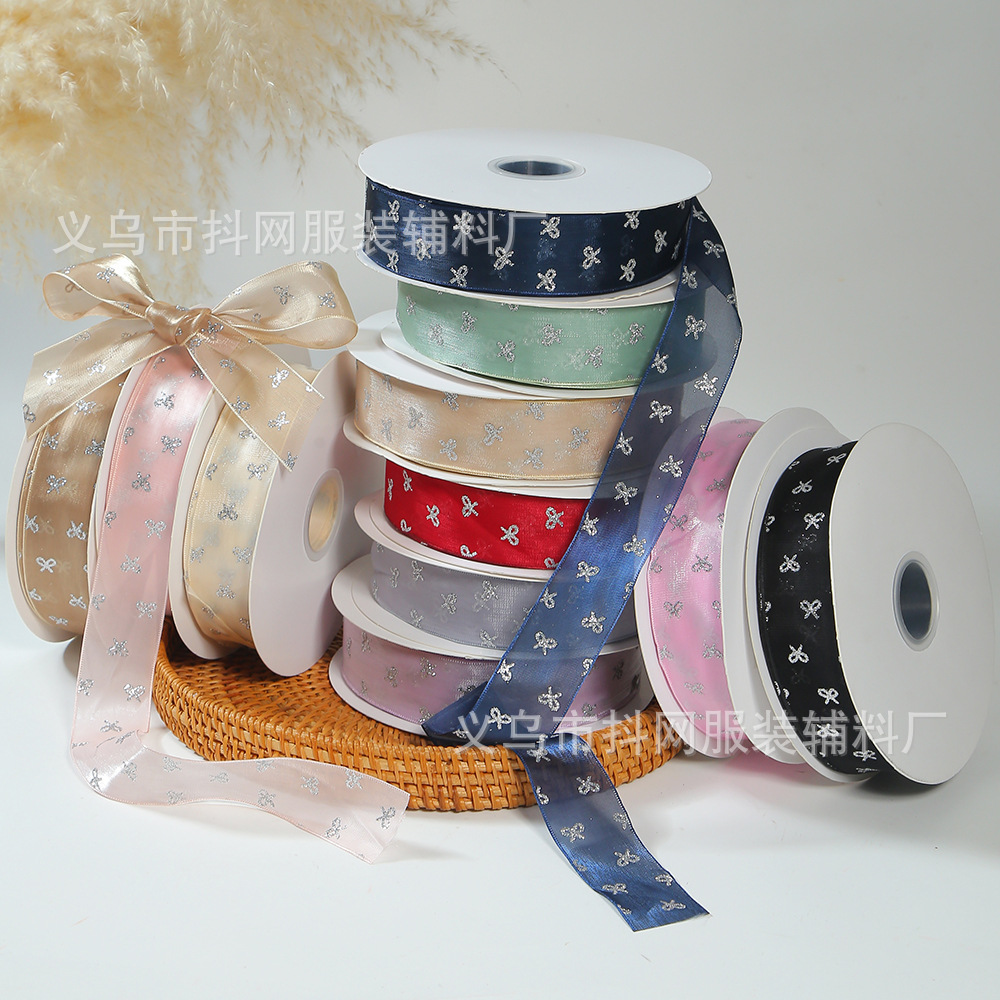 Wholesale of new 4cm hot diamond bow ribbon, DIY hair clips, hair accessories, floral gifts, packaging, baked ribbons
