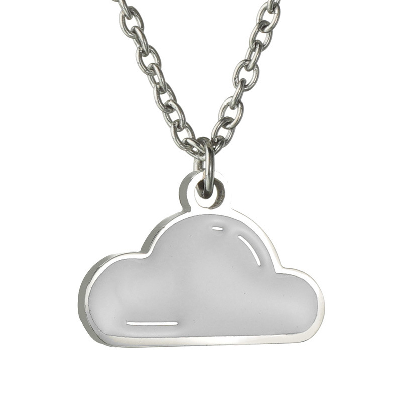 Cross-border European and American popular accessories: simple and fashionable titanium steel oil-dripping cloud necklace, versatile sweater chain, and cloud pendant Item Picture
