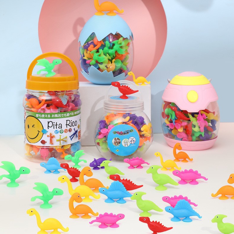 The cross-border best-selling new product, the Dinosaur series, is a cartoon creative soft silicone building block DIY toy that can be absorbed and stuck Application Scenario