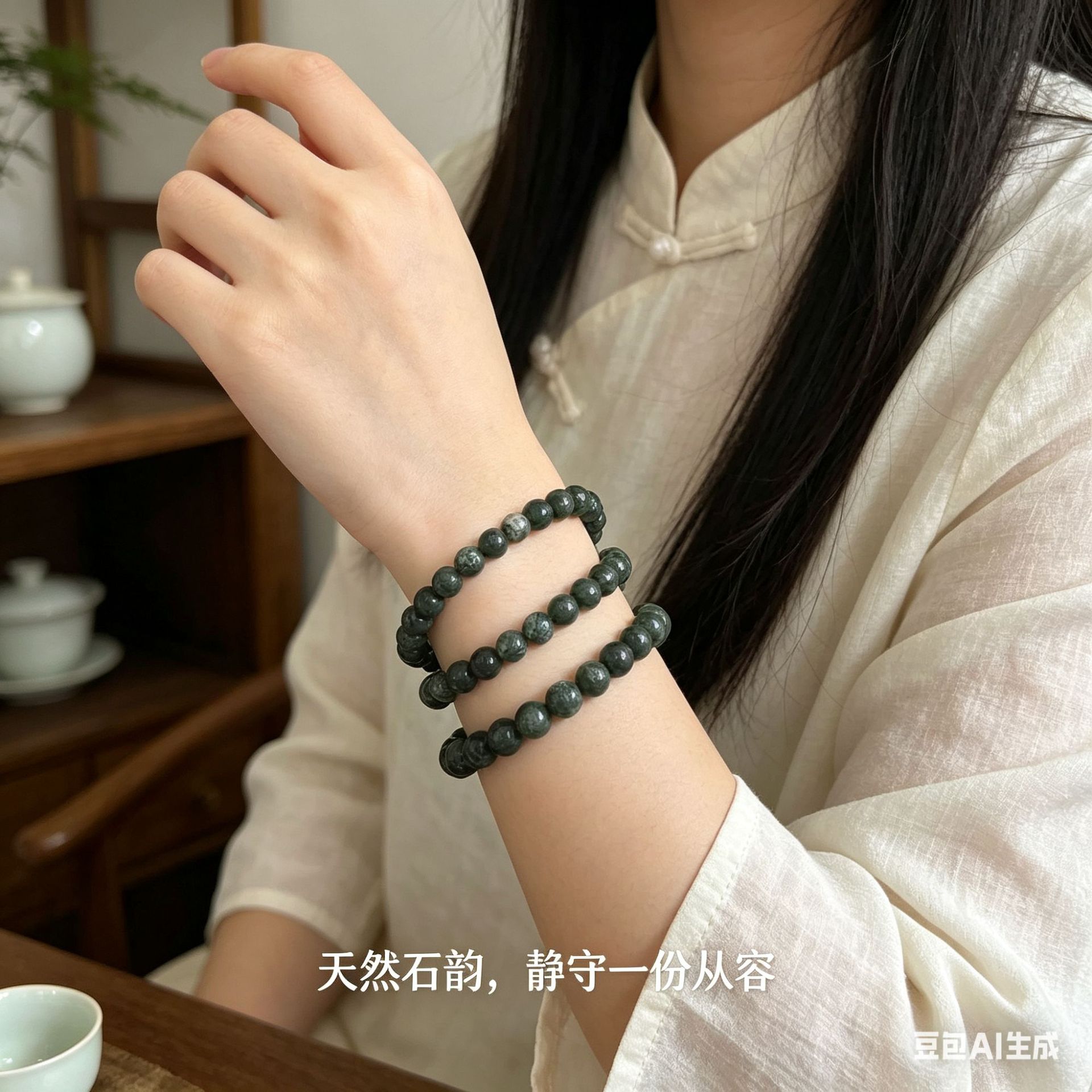 6mm small round bead natural Xiuyan jade 501 material black jade bracelet, niche jade bracelet, couple bracelet, gift live stream Application Scenario
